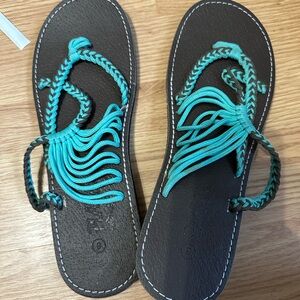 New Braided Teal Sandals